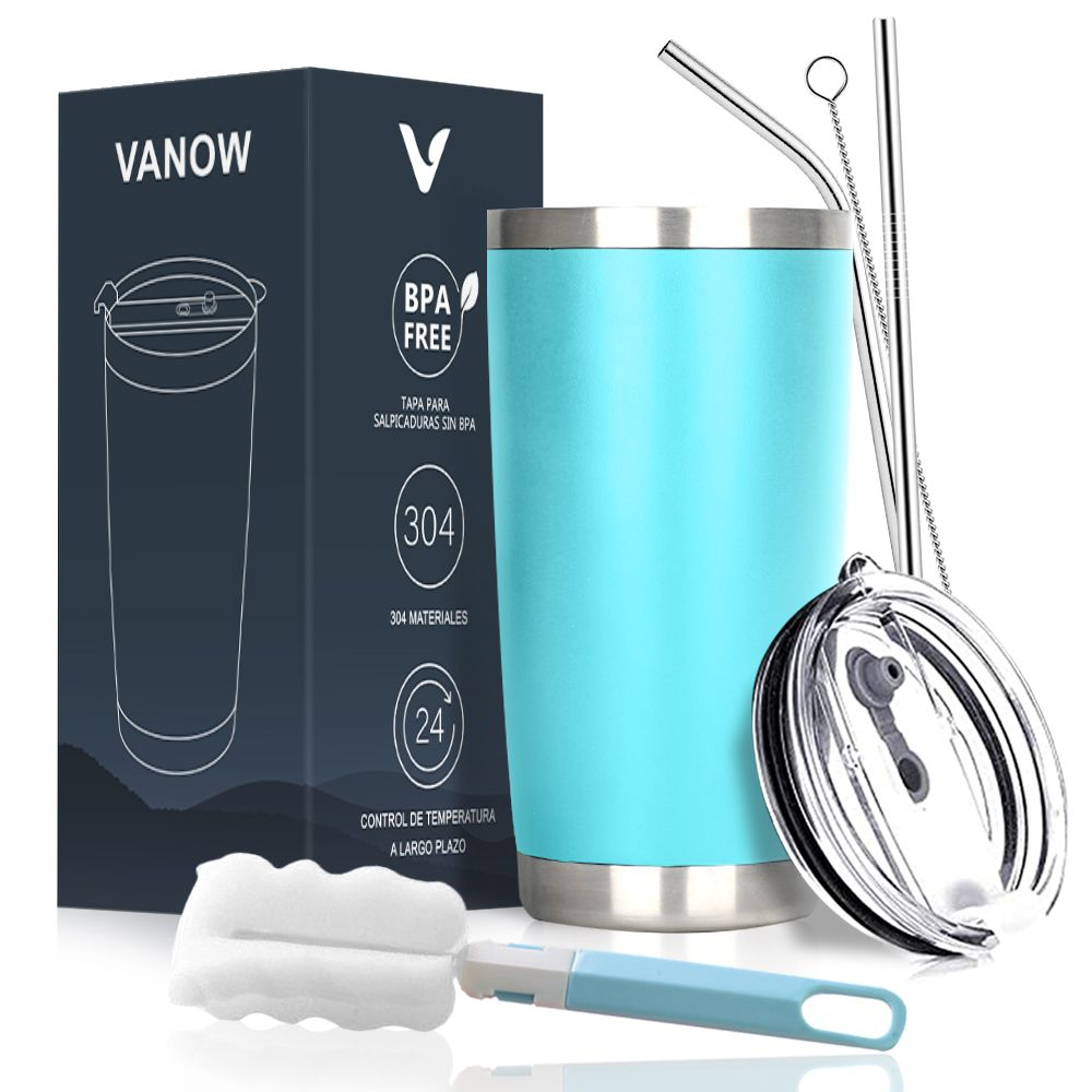 600ml Personalised Travel Mug Steel Tumbler with 2 Straws and Brush - Assorted colours