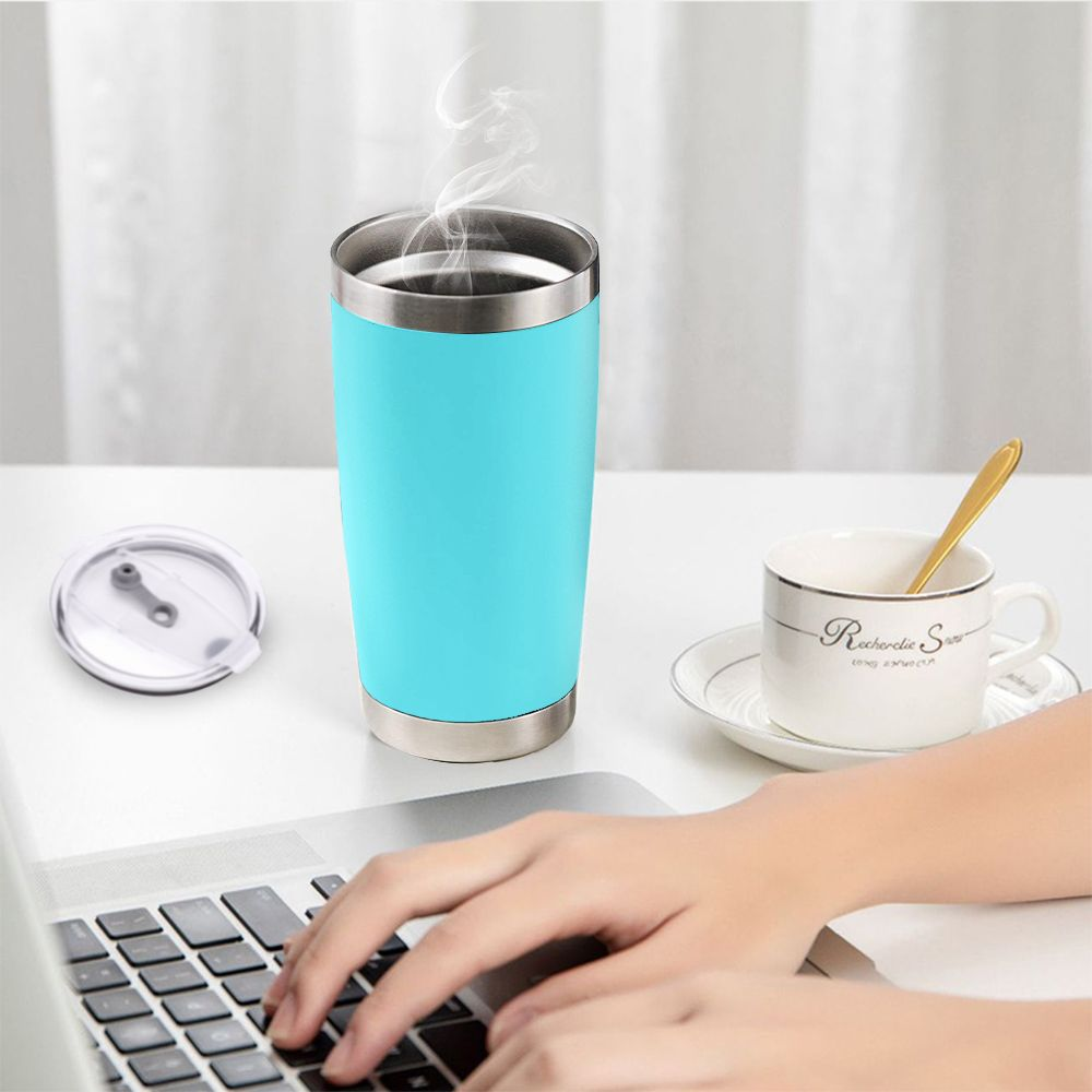 600ml Personalised Travel Mug Steel Tumbler with 2 Straws and Brush - Assorted colours