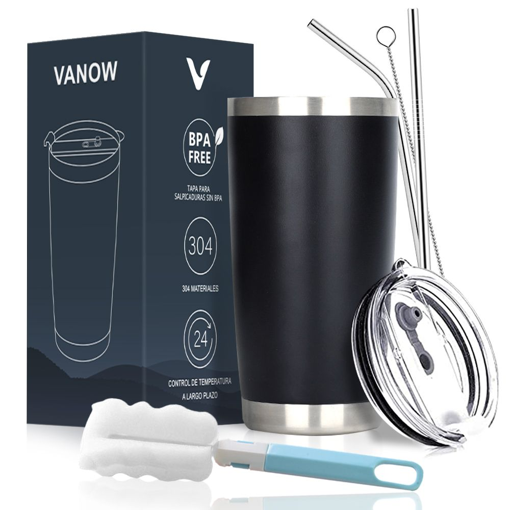 600ml Personalised Travel Mug Steel Tumbler with 2 Straws and Brush - Assorted colours
