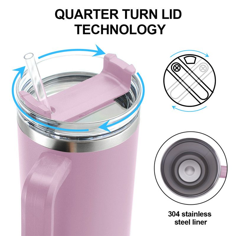 1.2L Personalised Tumbler with Handle Straw Lid, Stainless Steel Travel Tumbler Mug - Black