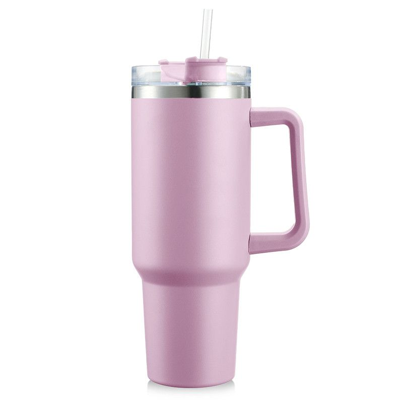 1.2L Personalised Tumbler with Handle Straw Lid, Stainless Steel Travel Tumbler Mug - Black